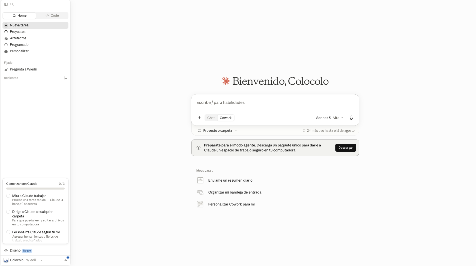 Bienvenida final en la app